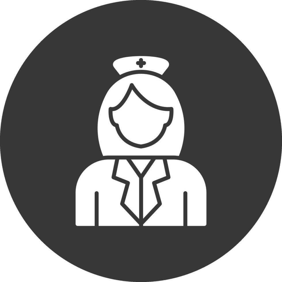 icône inversée de glyphe d'infirmière vecteur