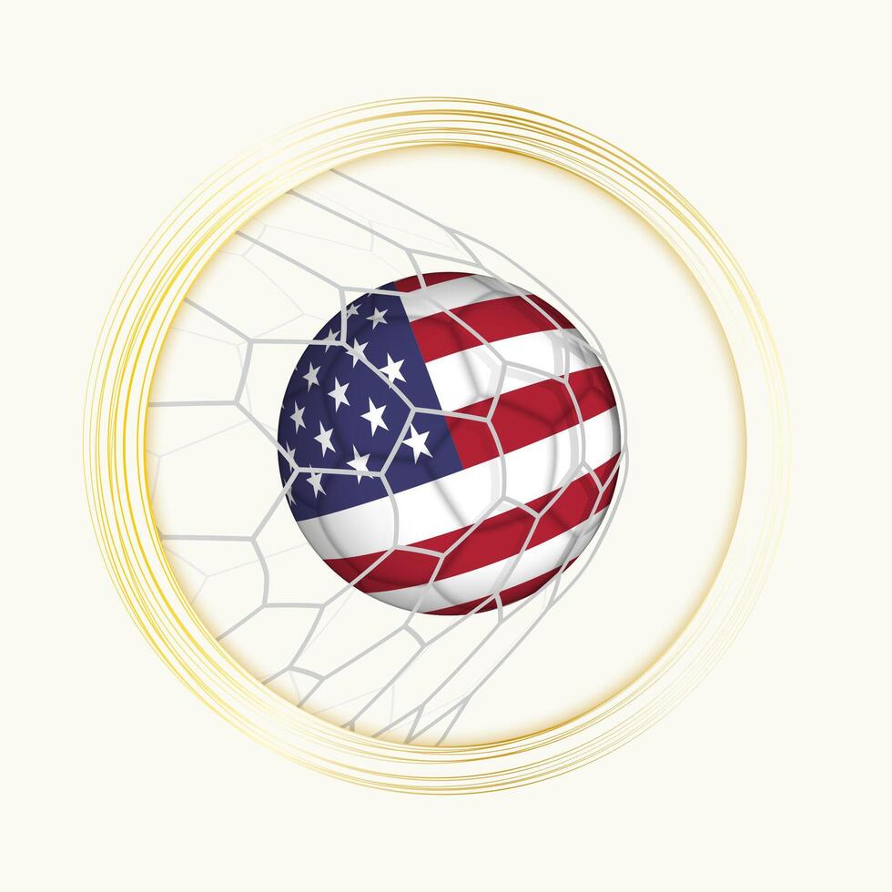 Etats-Unis notation but, abstrait Football symbole avec illustration de Etats-Unis Balle dans football filet. vecteur