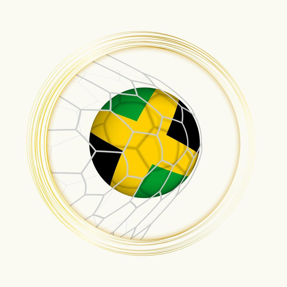 Jamaïque notation but, abstrait Football symbole avec illustration de Jamaïque Balle dans football filet. vecteur
