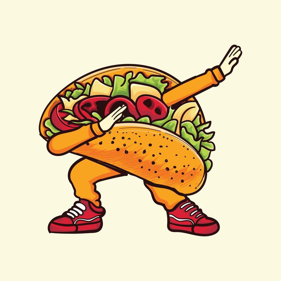 taco vite nourriture personnage tamponner Danse illustration vecteur