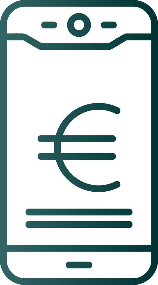 euro mobile Payer ligne pente icône vecteur
