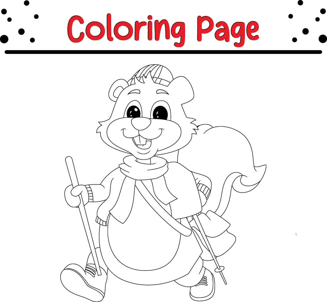 aventure écureuil coloration livre page pour les enfants. vecteur