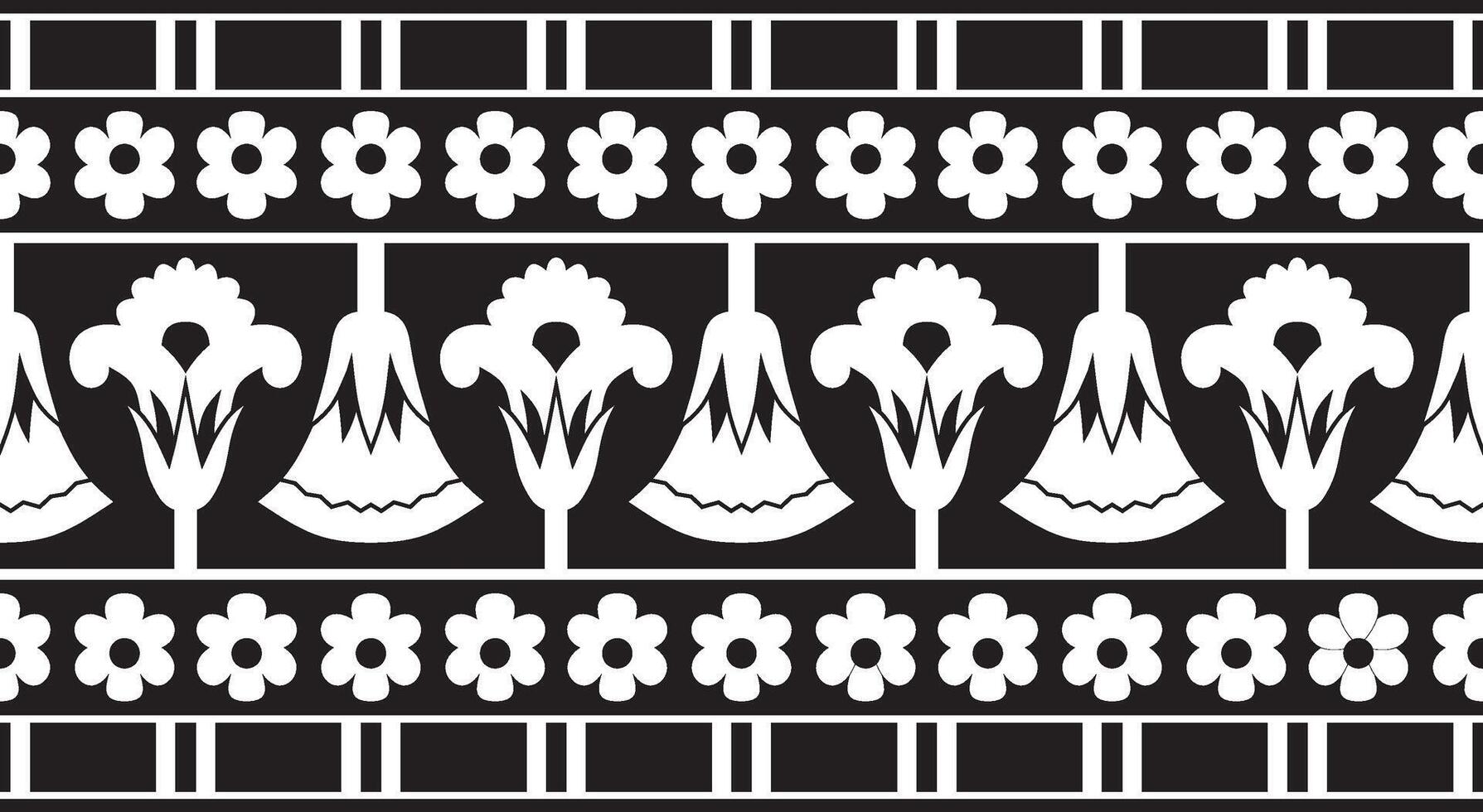 monochrome sans couture égyptien frontière. interminable noir ornements de ancien Egypte. géométrique africain Cadre. vecteur