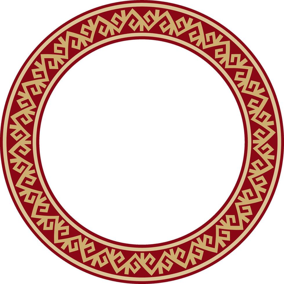 rouge et or rond kazakh nationale ornement. ethnique modèle de le les peuples de le génial steppe, .mongols, kirghize, kalmouks, bouriates. cercle, Cadre frontière vecteur