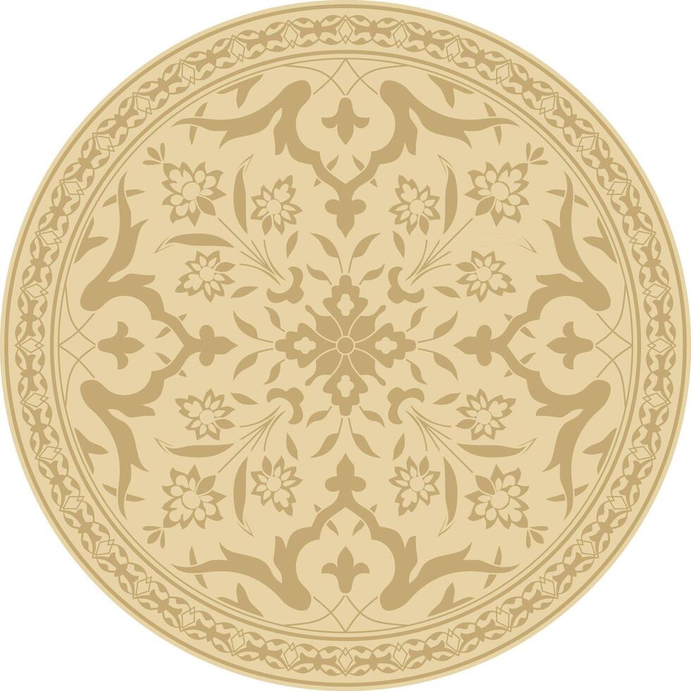 d'or rond turc ornement. ottoman cercle, anneau, Cadre vecteur