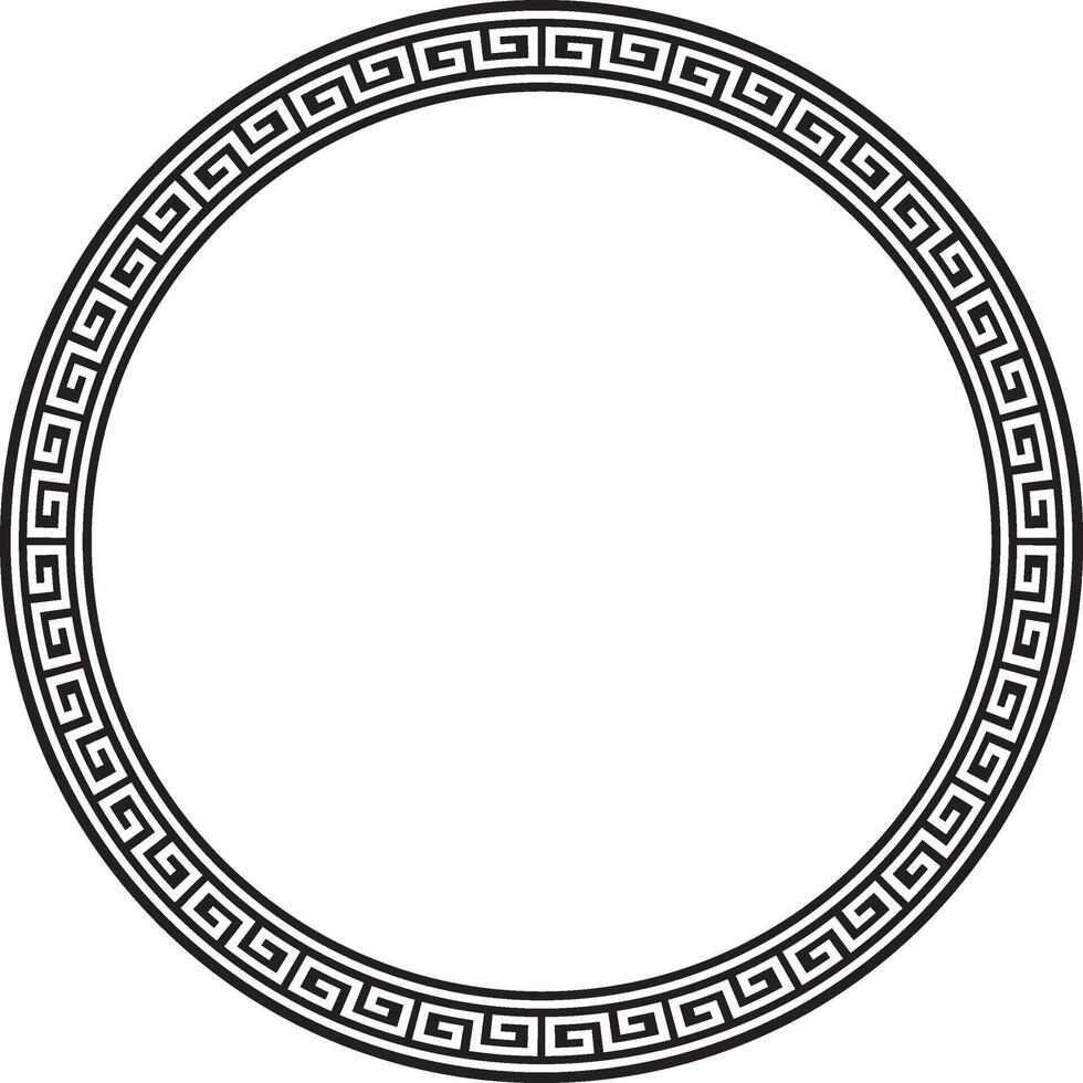 rond monochrome classique Cadre. grec méandre. motifs de Grèce et ancien Rome. cercle européen frontière vecteur