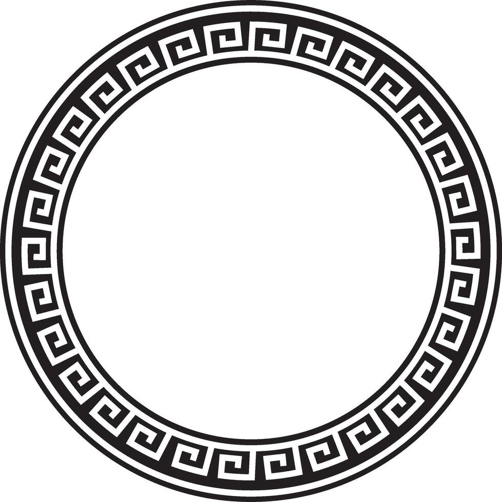 rond monochrome classique Cadre. grec méandre. motifs de Grèce et ancien Rome. cercle européen frontière vecteur