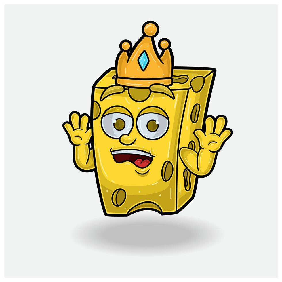 fromage mascotte personnage dessin animé avec sous le choc expression. vecteur