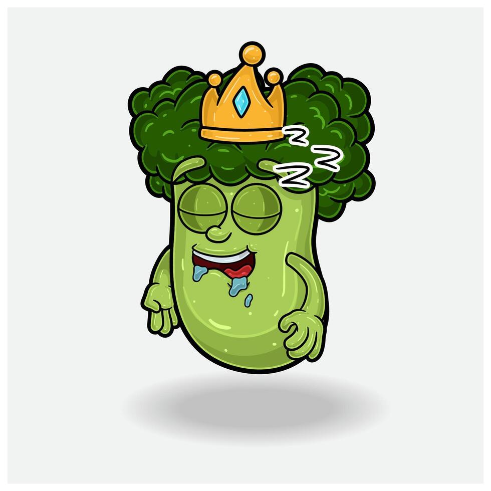 brocoli mascotte personnage dessin animé avec sommeil expression. vecteur