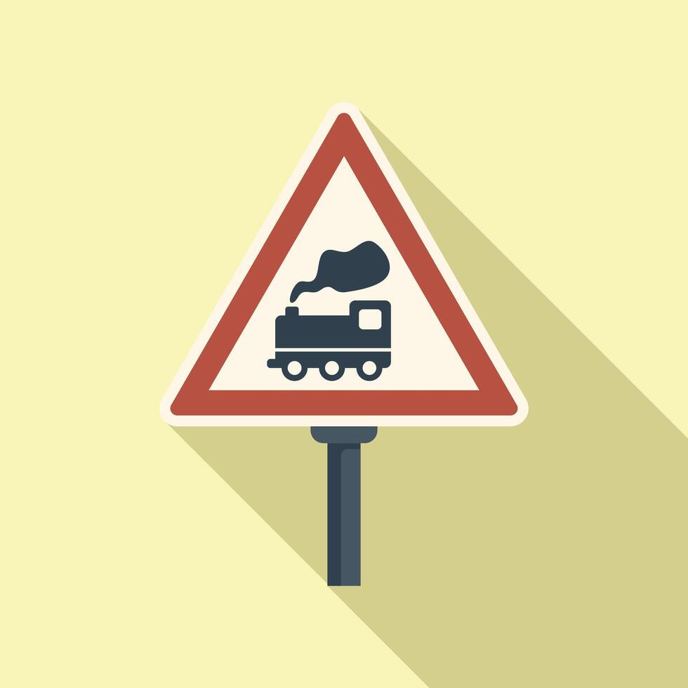 mise en garde chemin de fer route signe icône plat . traverser barrière vecteur
