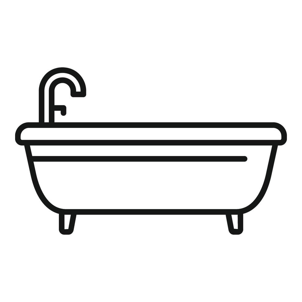 salle de bains baignoire icône contour . laver baignoire vecteur