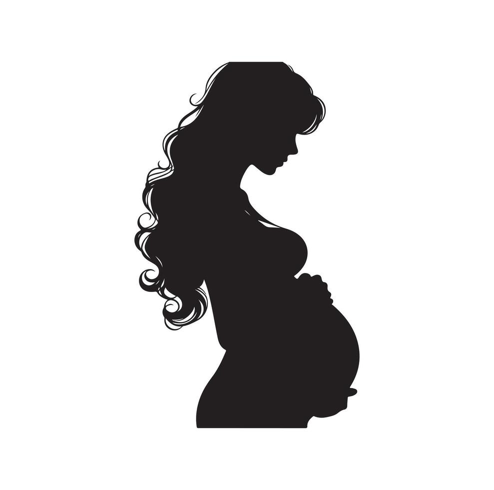 Enceinte femme silhouette illustration isolé sur blanc Contexte vecteur