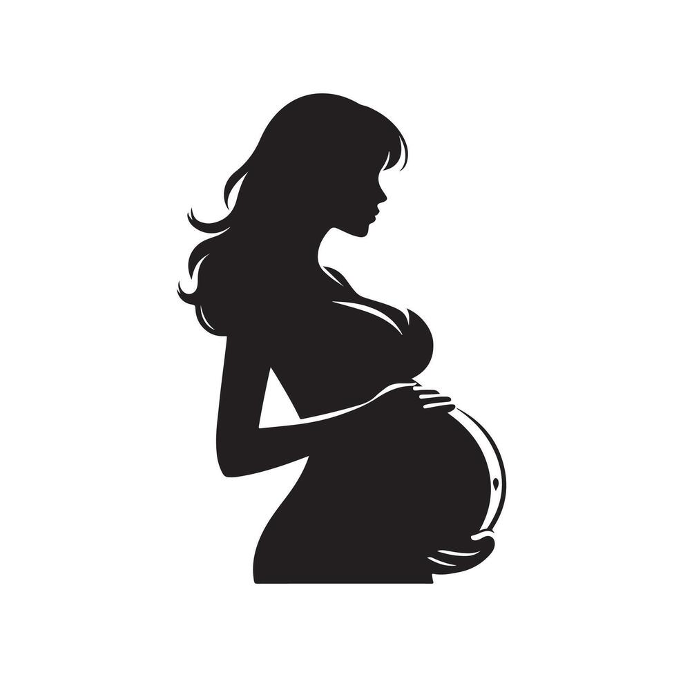 Enceinte femme silhouette illustration isolé sur blanc Contexte vecteur