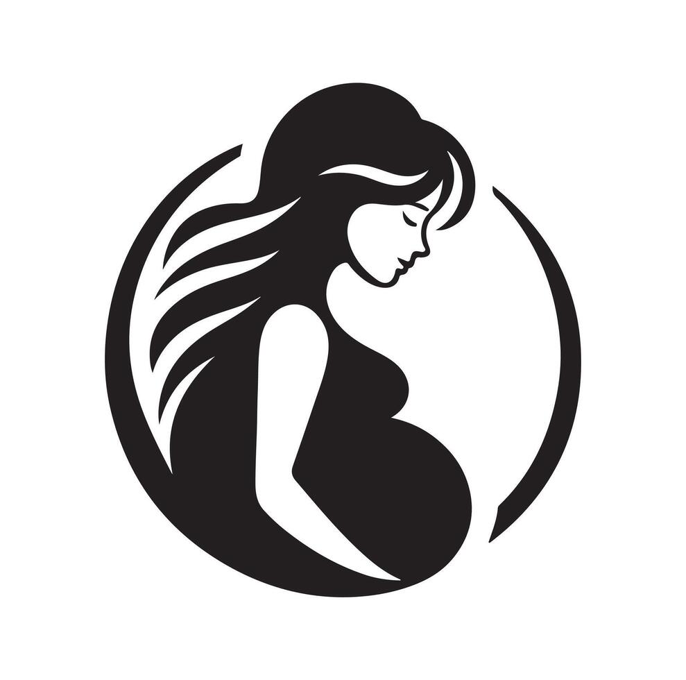 Enceinte femme silhouette illustration isolé sur blanc Contexte vecteur