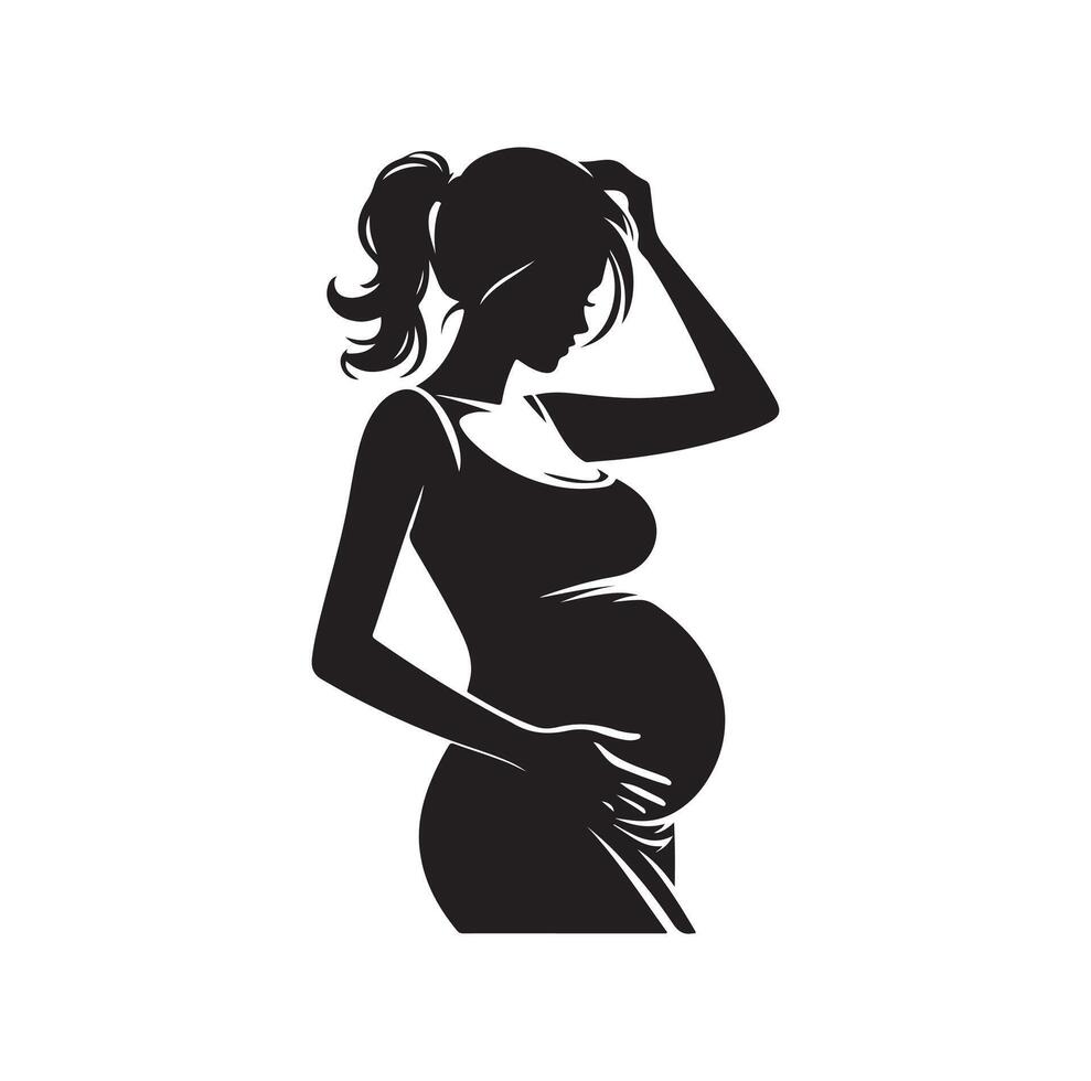 Enceinte femme silhouette illustration isolé sur blanc Contexte vecteur