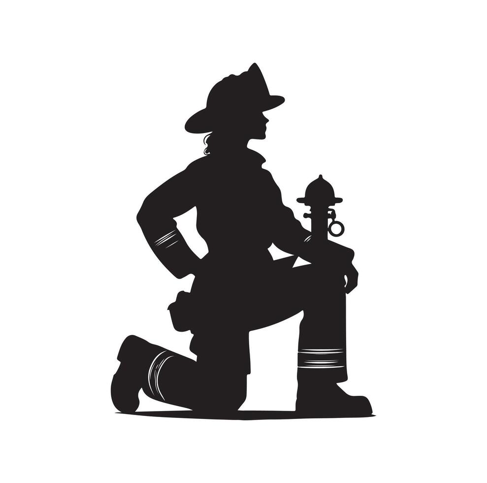 sapeurs pompiers pose silhouette illustration vecteur