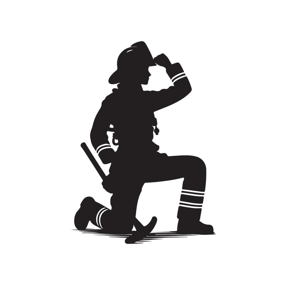 sapeurs pompiers pose silhouette illustration vecteur