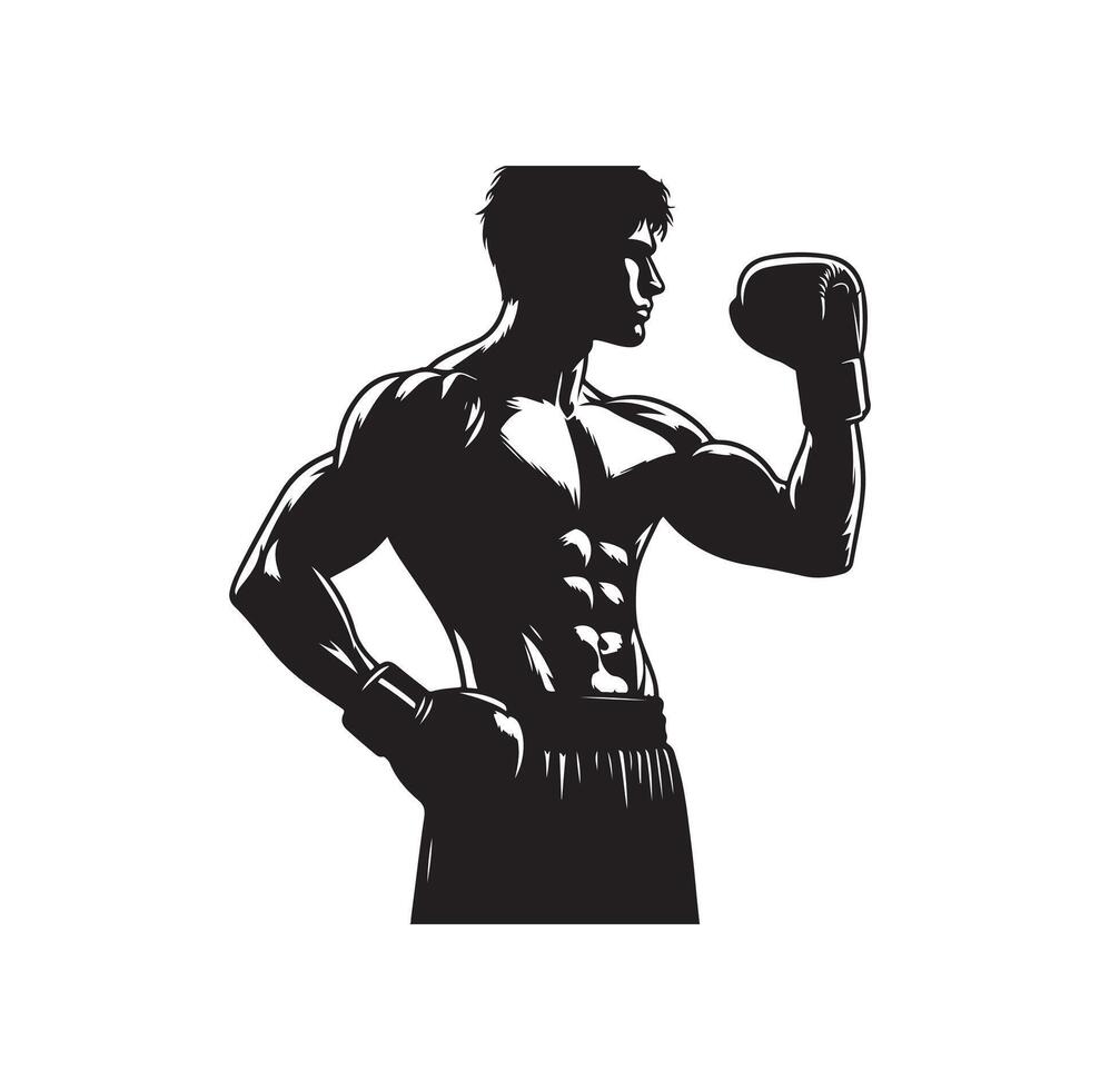 une boxeur supporter avec pose silhouette illustration vecteur