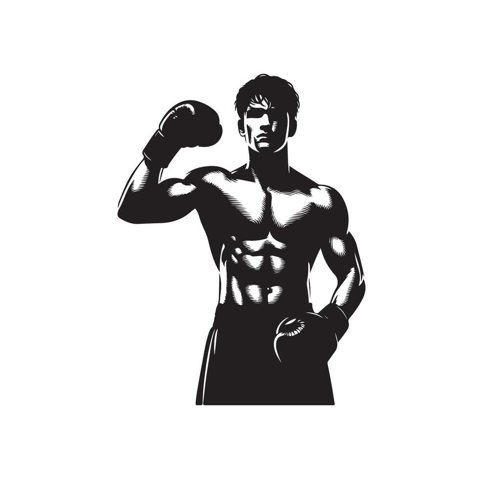 une boxeur supporter avec pose silhouette illustration vecteur