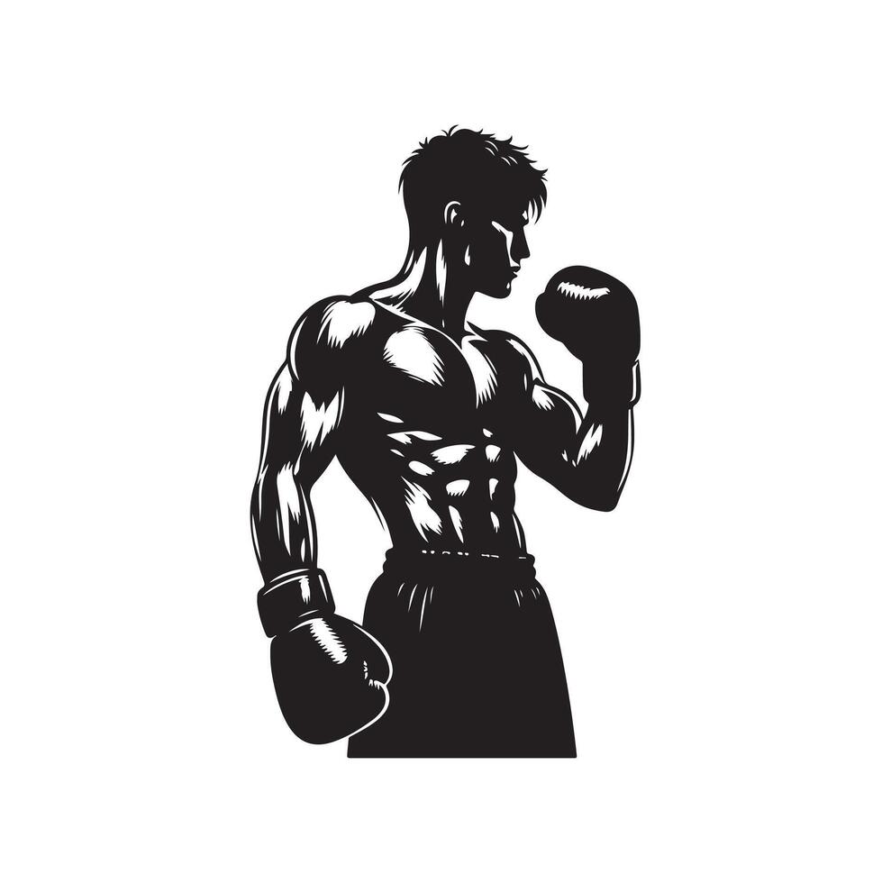 une boxeur supporter avec pose silhouette illustration vecteur