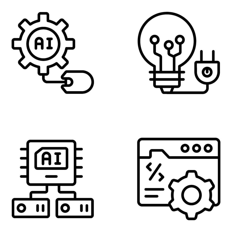 ensemble de robotique La technologie linéaire Icônes vecteur