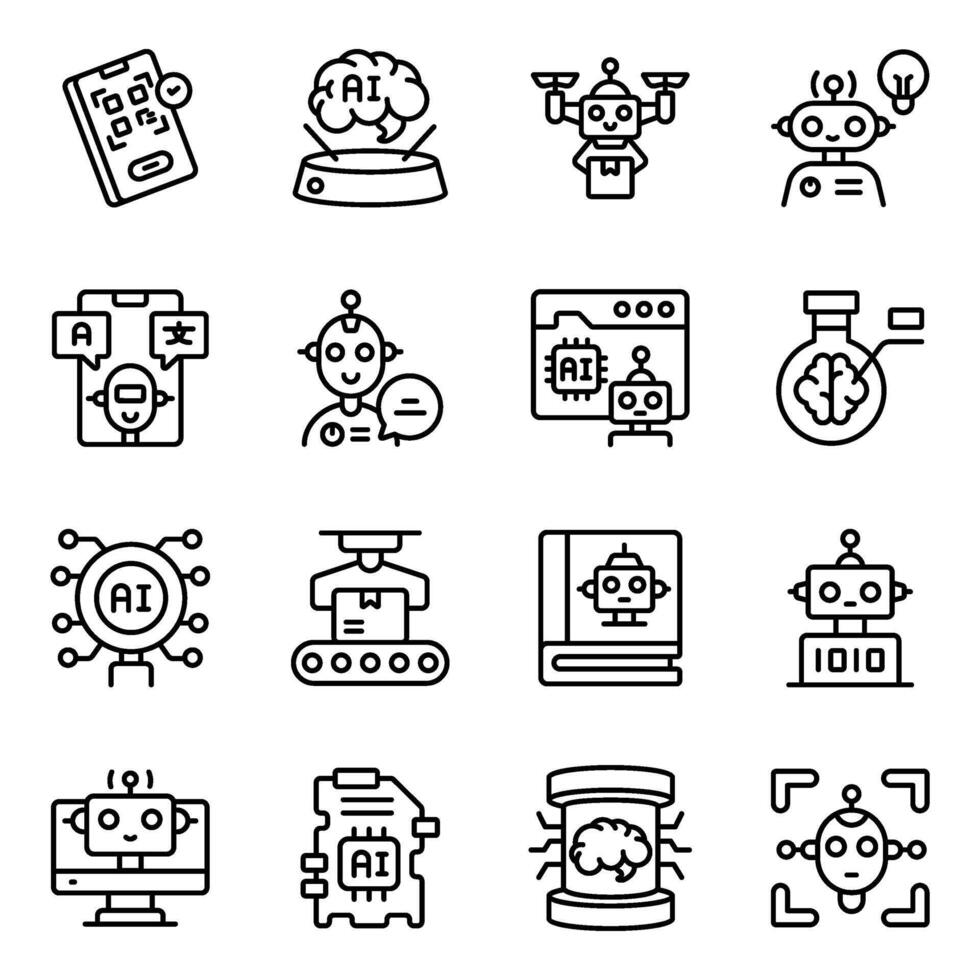 ensemble de ai linéaire Icônes vecteur
