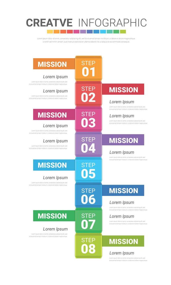 infographie étiquette conception avec Icônes et 8 les options ou pas. infographie pour affaires concept. pouvez être utilisé pour présentations bannière, flux de travail mise en page, processus diagramme, couler graphique, Info graphique. vecteur