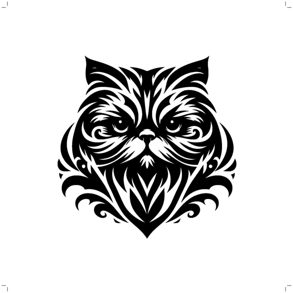 persan, ragdoll chat dans moderne tribal tatouage, abstrait ligne art de animaux, minimaliste contour. vecteur