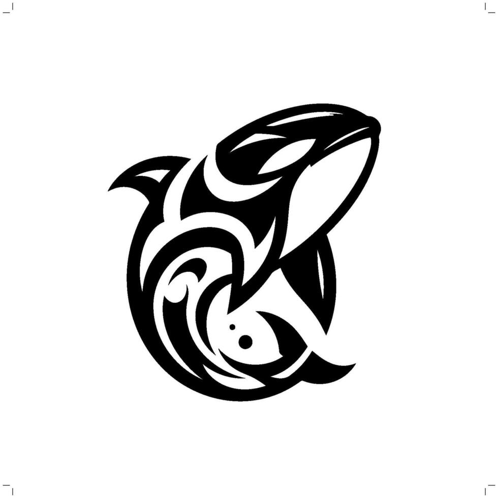 orque , baleine dans moderne tribal tatouage, abstrait ligne art de animaux, minimaliste contour. vecteur