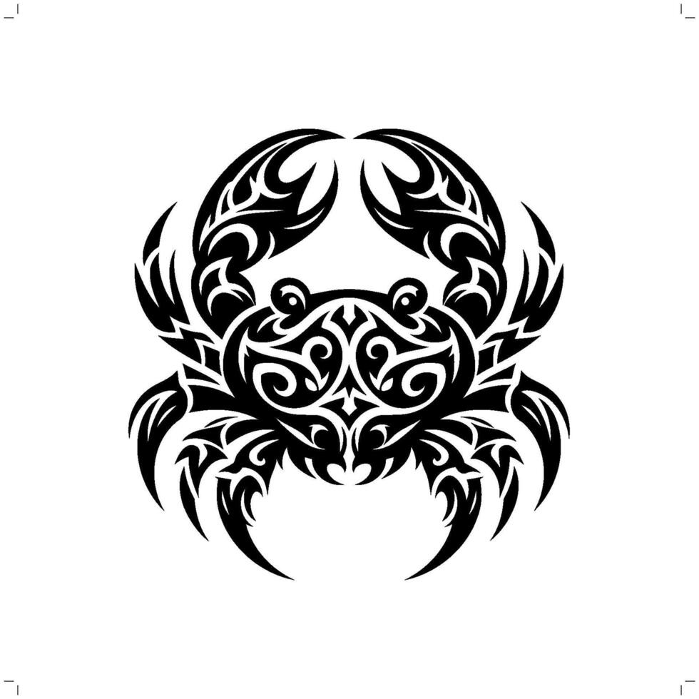 Crabe dans moderne tribal tatouage, abstrait ligne art de animaux, minimaliste contour. vecteur