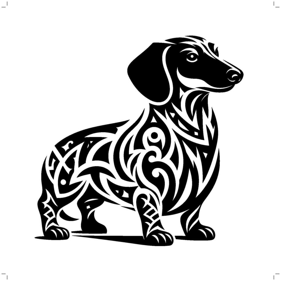 teckel chien dans moderne tribal tatouage, abstrait ligne art de animaux, minimaliste contour. vecteur