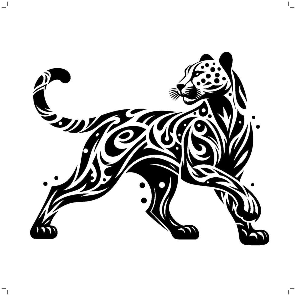 guépard dans moderne tribal tatouage, abstrait ligne art de animaux, minimaliste contour. vecteur