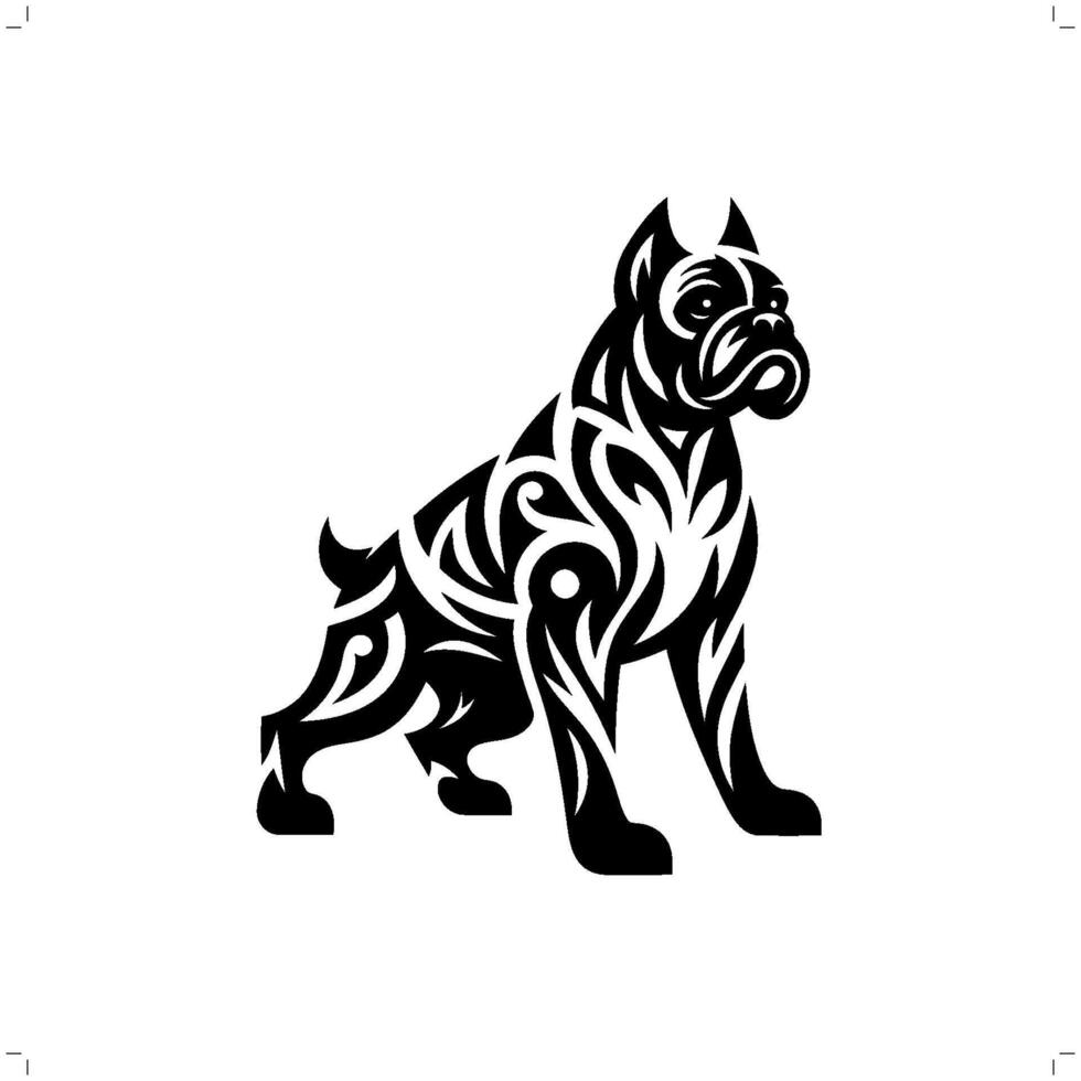bozer chien dans moderne tribal tatouage, abstrait ligne art de animaux, minimaliste contour. vecteur