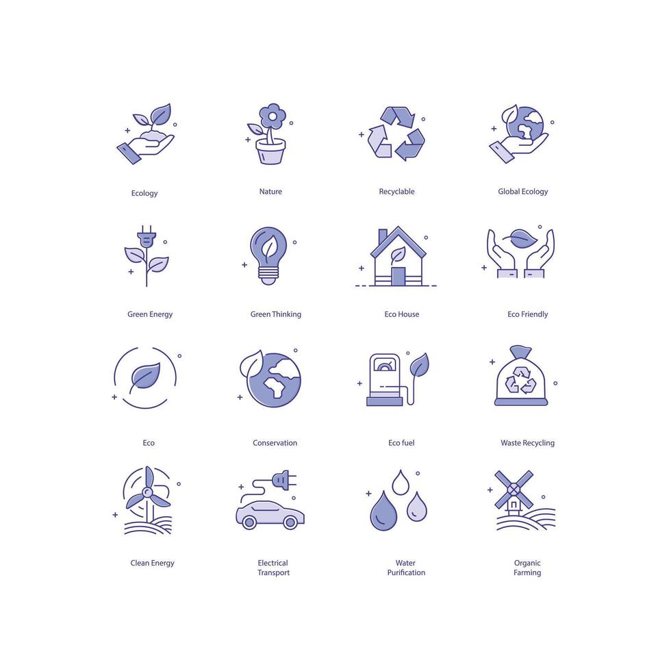 écologie Icônes explorant le interconnecté des relations entre organismes et leur environnements, soulignant le importance de la biodiversité et environnement durabilité. vecteur