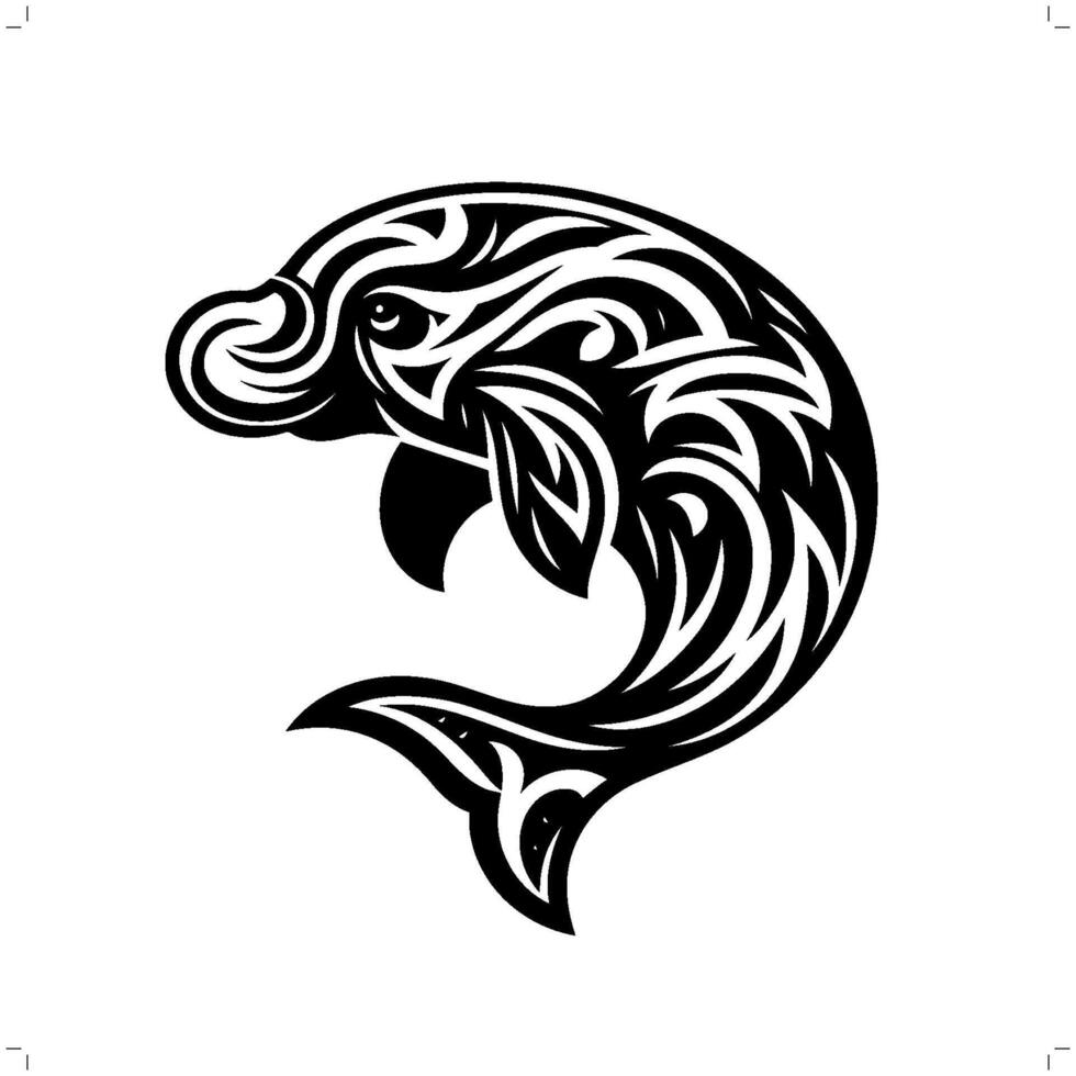 lamantin , dugong dans moderne tribal tatouage, abstrait ligne art de animaux, minimaliste contour. vecteur