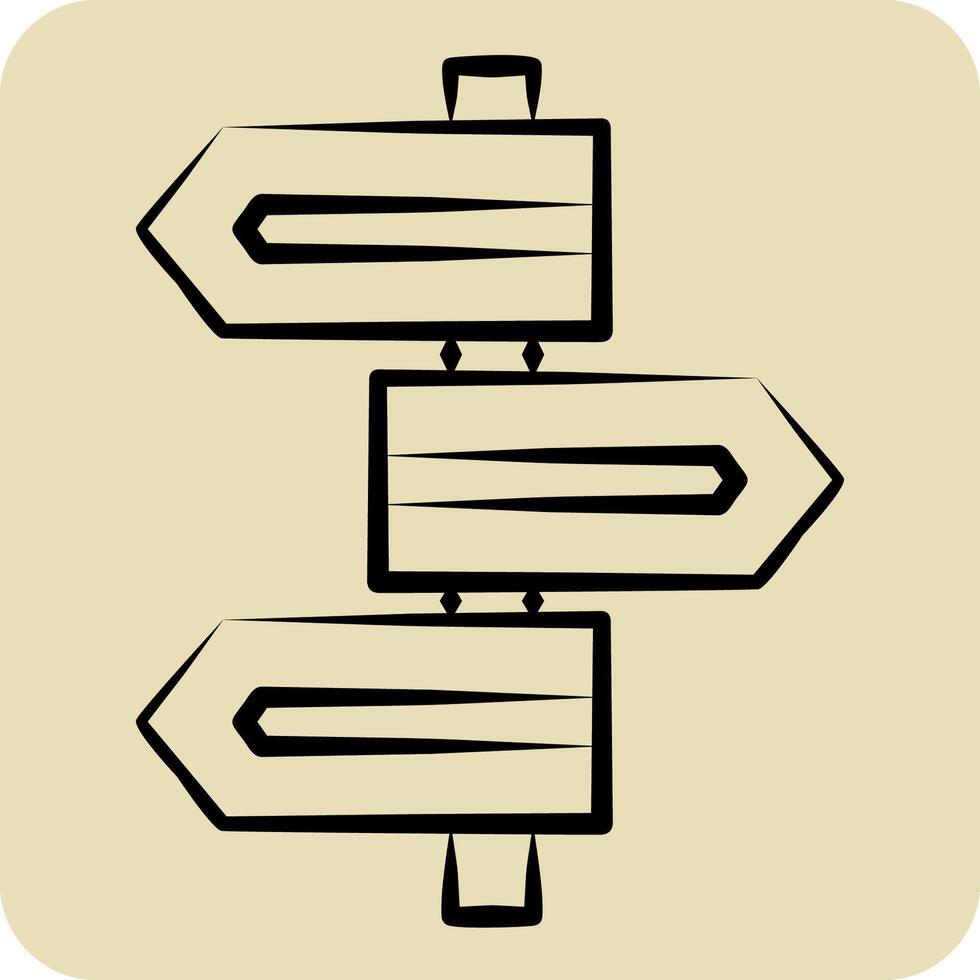 icône direction signe. en relation à la navigation symbole. main tiré style. Facile conception illustration vecteur