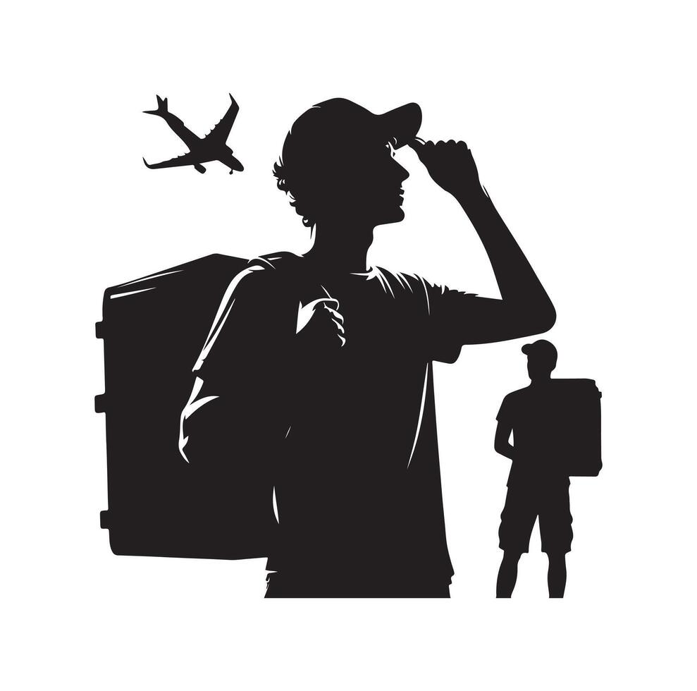 livraison homme silhouette illustration ensemble vecteur