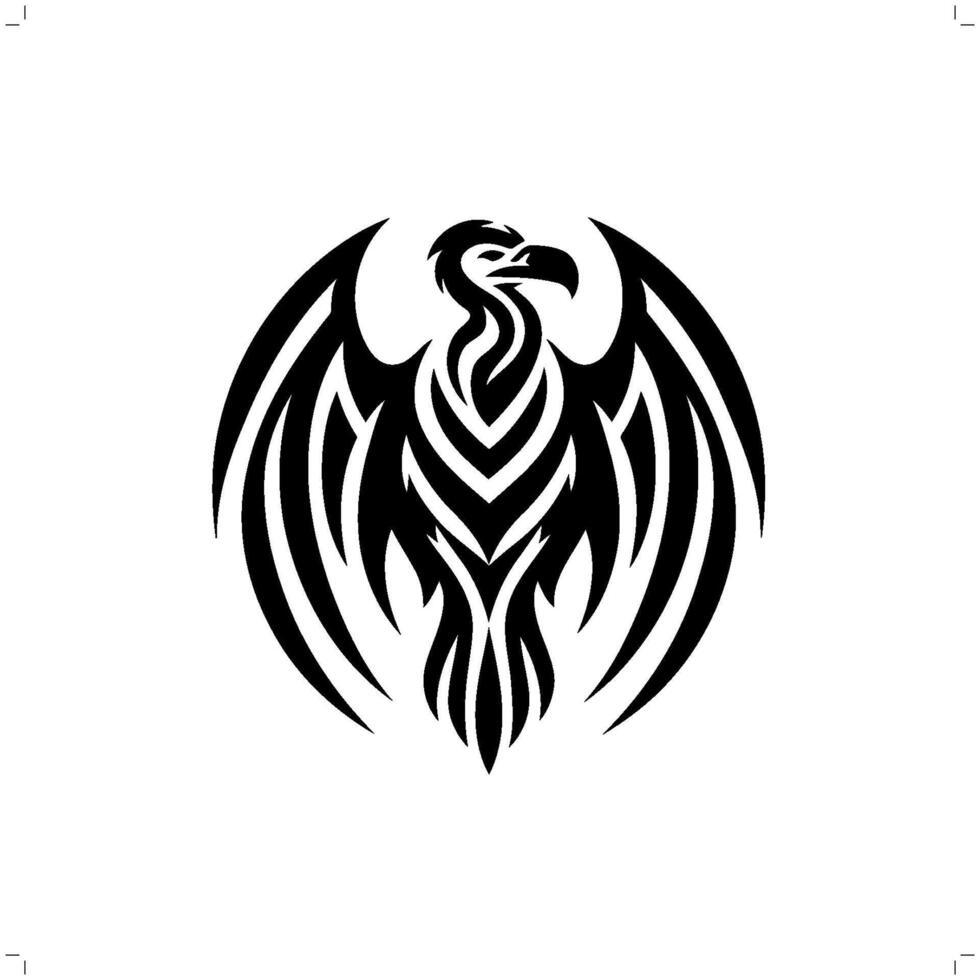 vautour , condor dans moderne tribal tatouage, abstrait ligne art de animaux, minimaliste contour. vecteur