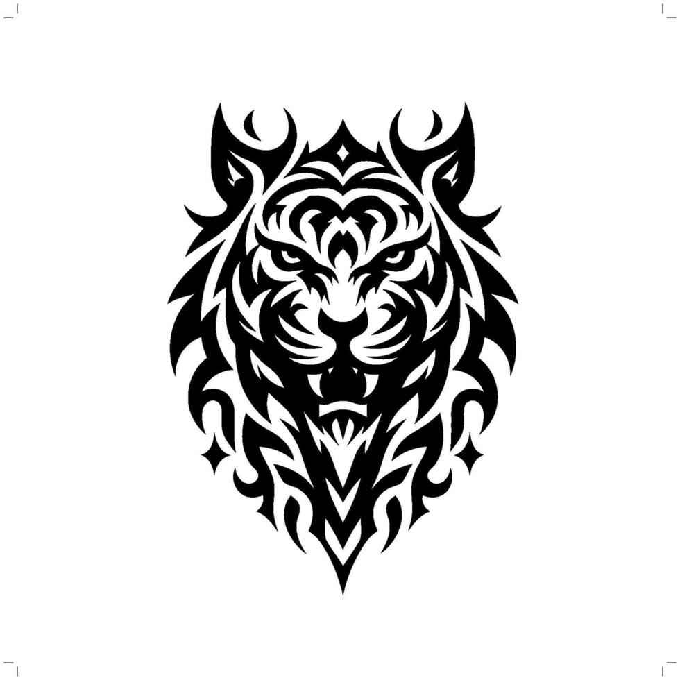 tigre dans moderne tribal tatouage, abstrait ligne art de animaux, minimaliste contour. vecteur