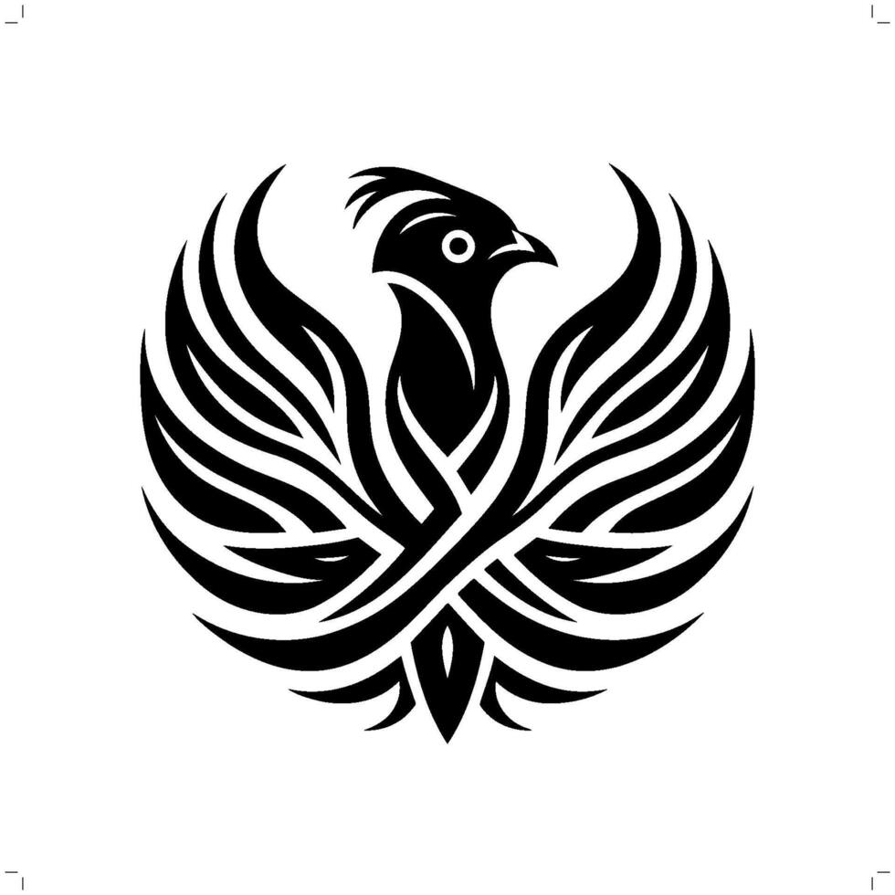 faisan, poulet dans moderne tribal tatouage, abstrait ligne art de animaux, minimaliste contour. vecteur