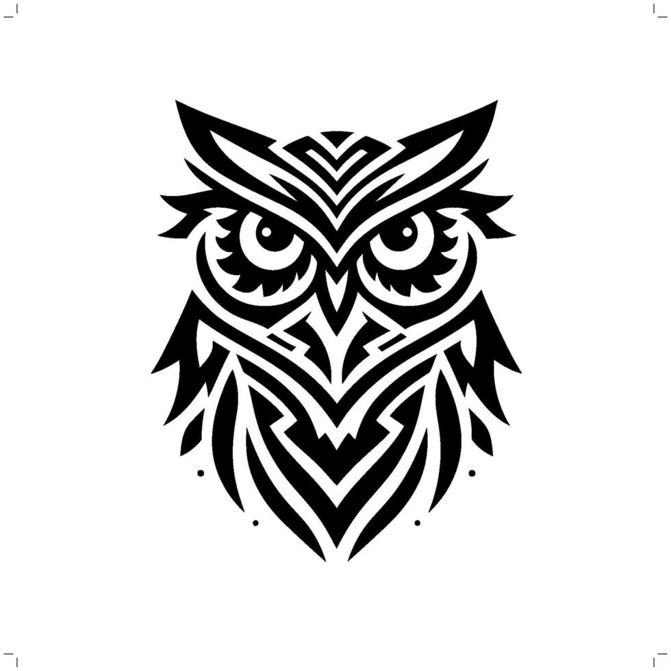 hibou dans moderne tribal tatouage, abstrait ligne art de animaux, minimaliste contour. vecteur