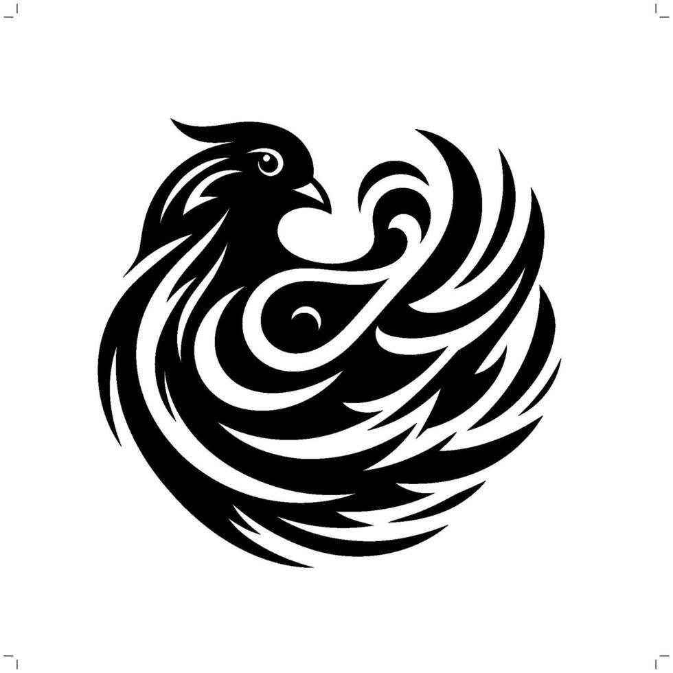 pigeon, Colombe dans moderne tribal tatouage, abstrait ligne art de animaux, minimaliste contour. vecteur