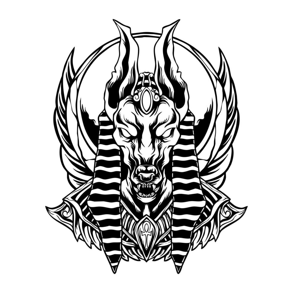 logo mascotte tête d'anubis vecteur