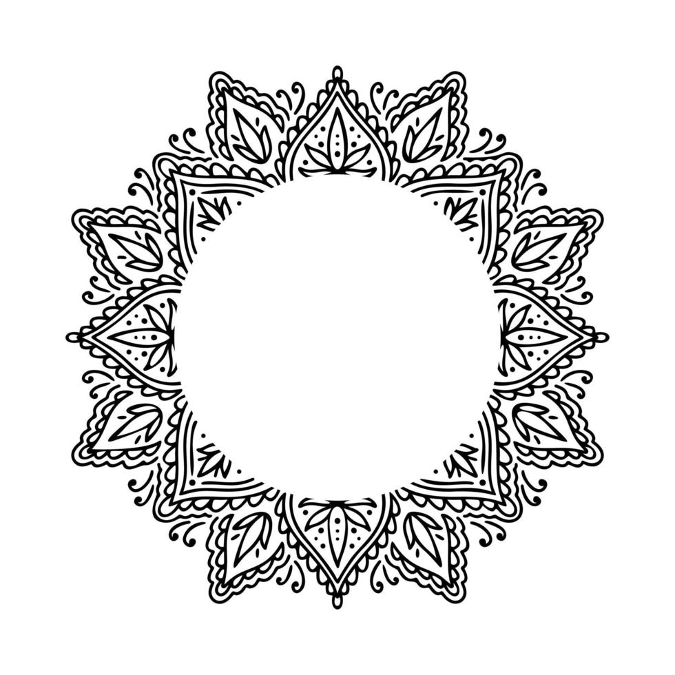 cadre graphique rond traditionnel mandala abstrait isolé en fond blanc.boho indien shape.ethnic style oriental vecteur