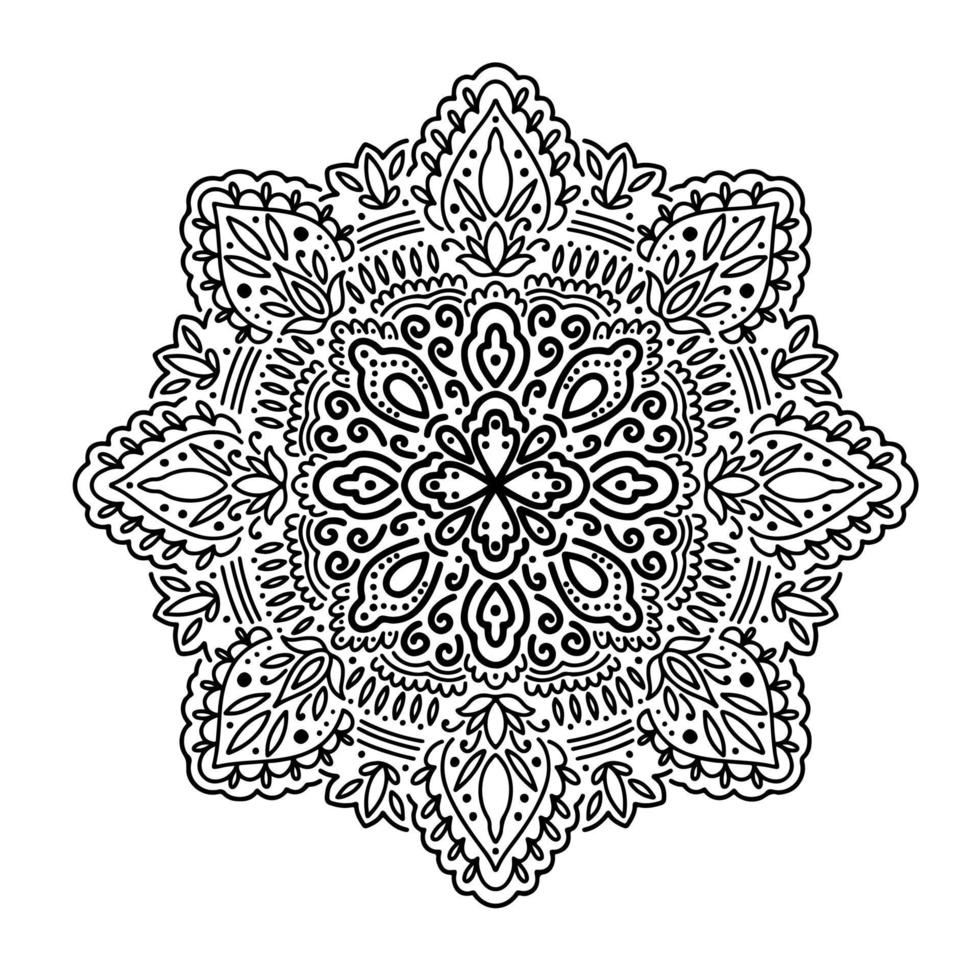 Résumé de mandala rond graphique isolé sur fond blanc... forme indienne boho. style oriental ethnique. vecteur