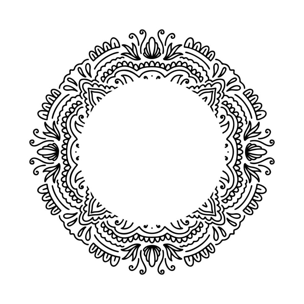 cadre graphique rond traditionnel mandala abstrait isolé en fond blanc.boho indien shape.ethnic style oriental vecteur