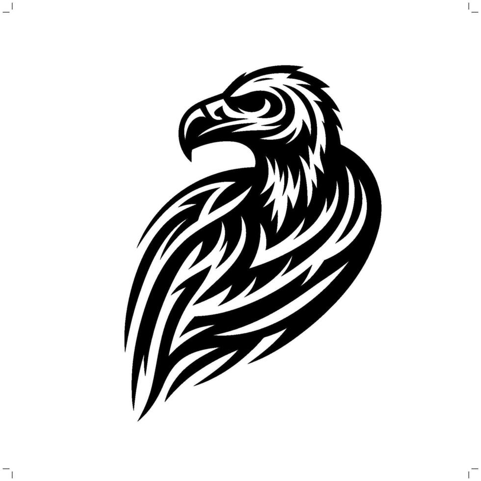 vautour , condor dans moderne tribal tatouage, abstrait ligne art de animaux, minimaliste contour. vecteur