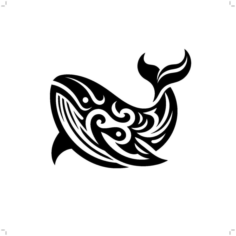 baleine dans moderne tribal tatouage, abstrait ligne art de animaux, minimaliste contour. vecteur