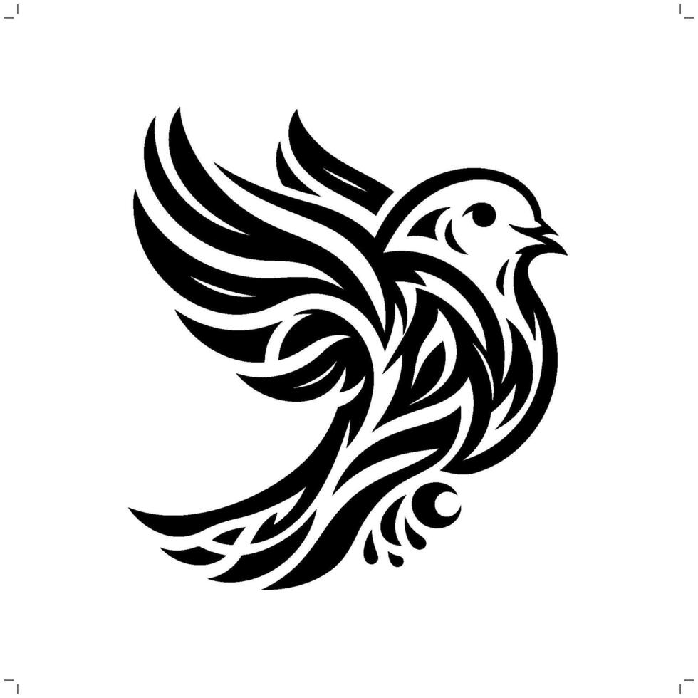 pigeon, Colombe dans moderne tribal tatouage, abstrait ligne art de animaux, minimaliste contour. vecteur