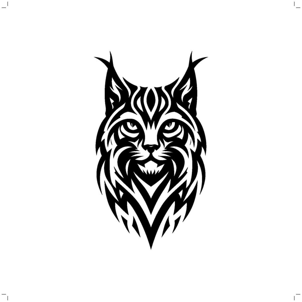 Lynx, lynx dans moderne tribal tatouage, abstrait ligne art de animaux, minimaliste contour. vecteur